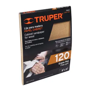 Lija para madera papel cabinet, grano 120, Truper