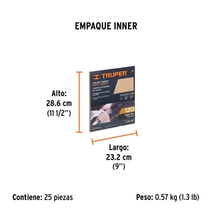 Lija para madera papel cabinet, grano 120, Truper