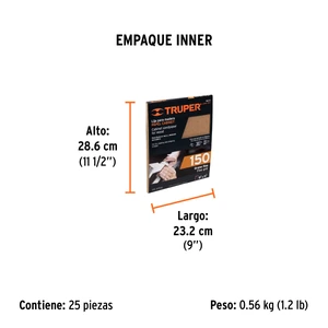 Lija para madera papel cabinet, grano 150, Truper