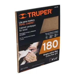 Lija para madera papel cabinet, grano 180, Truper