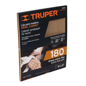 11614 / LIMA-180 Lija para madera papel cabinet, grano 180, Truper