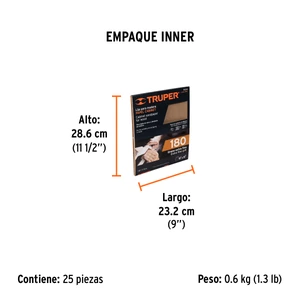 Lija para madera papel cabinet, grano 180, Truper