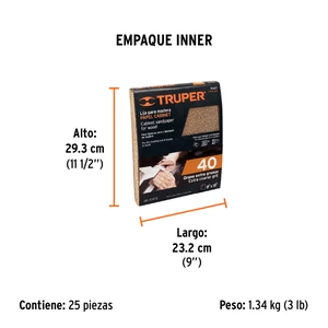 Lija para madera papel cabinet, grano 40, Truper