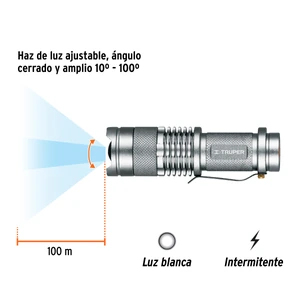 Linterna de aluminio 1 LED de 40 lm con 1 pila AA, Truper