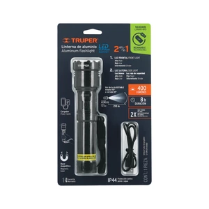 Linterna LED recargable c/luz de emergencia, 410 lm, Truper