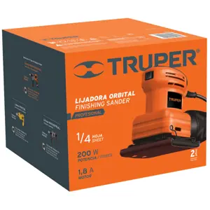 16682 / LIOR-1/4A2 Lijadora orbital 1/4 hoja 200 W, profesional, Truper