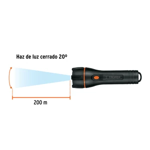 Linterna plástica 1 LED 180 lm con 2 pilas D, Truper