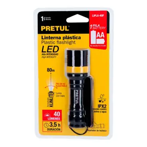 28019 / LIPLA-40P Linterna plástica 1 LED 40 lm de 1 pila AA, Pretul