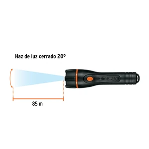 Linterna plástica 1 LED 80 lm con 2 pilas AA, Truper