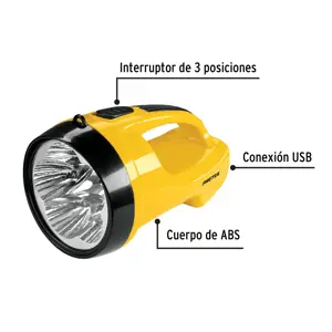 Linterna reflectora LED 260 lm, recargable, PRETUL