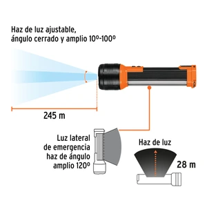 Linterna recargable con luz emergencia, 480lm, Truper Expert