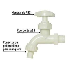 Llave p/manguera, de plástico 65g,1/2