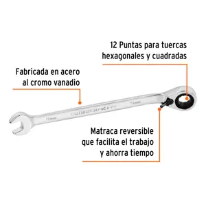 Llave combinada matraca reversible 9 mmx148 mm largo, Expert