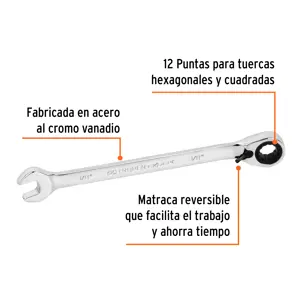 Llave combinada matraca reversible 3/8