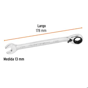 Llave combinada matraca reversible 13mmx178 mm largo, Expert