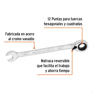 Llave combinada matraca reversible 7/16