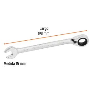 Llave combinada matraca reversible 15mmx198 mm largo, Expert
