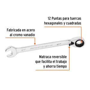 Llave combinada matraca reversible 1/2