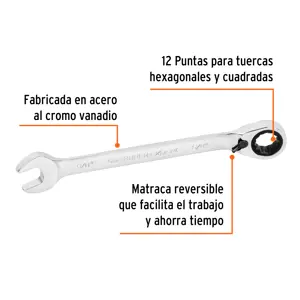 Llave combinada matraca reversible 5/8