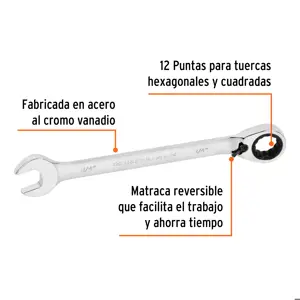 Llave combinada matraca reversible 3/4