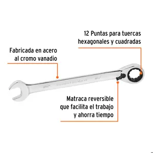 Llave combinada matraca reversible 7/8