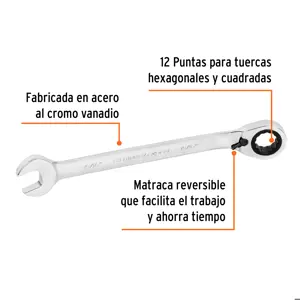 Llave combinada matraca reversible 15/16
