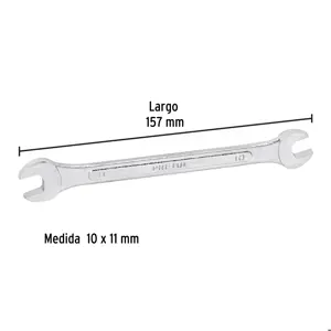 Llave española 10 x 11 mm x 157 mm de largo, PRETUL