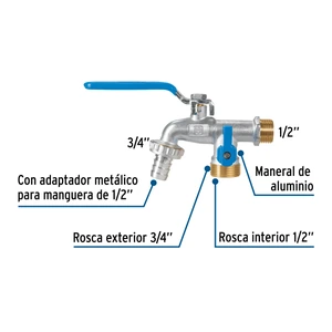 Llave de esfera doble salida 1/2