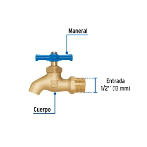 Llave de nariz de latón, 135 g, entrada 1/2