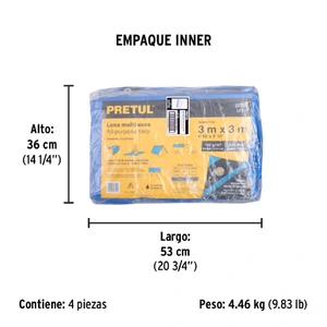 Lona 3 x 3 m, azul, Pretul