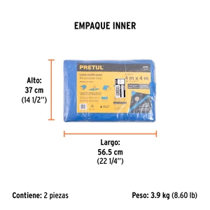 Lona 4 x 4 m, azul, Pretul