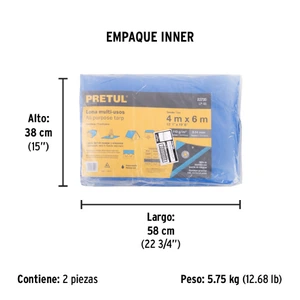 Lona 4 x 6 m, azul, Pretul