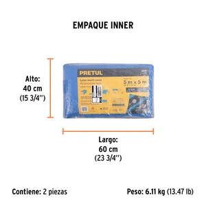 Lona 5 x 5 m, azul, Pretul