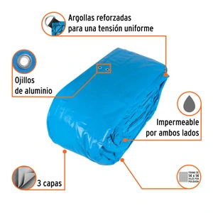 Lona azul reforzada de 12 x 17 m, Truper