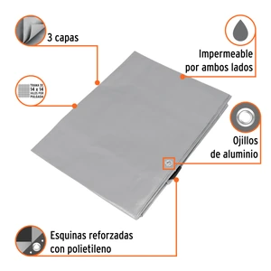 Lona gris reforzada 1.5 x 2 m, Truper