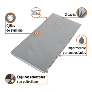 Lona gris reforzada 2 x 3 m, Truper