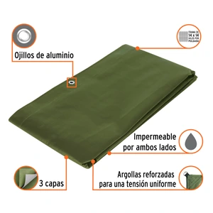 Lona uso rudo, verde olivo, 2 X 3 m, Truper Expert