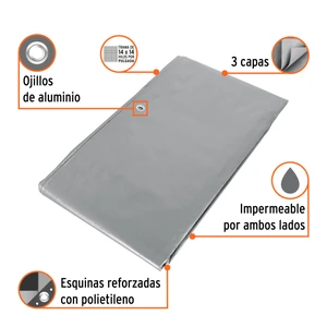 Lona gris reforzada 3 x 3 m, Truper