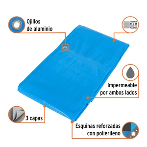 Lona azul reforzada de 3 x 3 m, Truper
