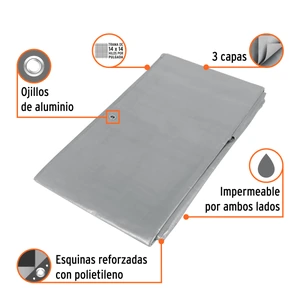 Lona gris reforzada 3 x 4 m, Truper