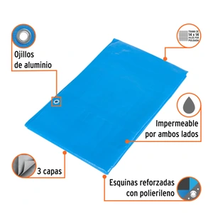 Lona azul reforzada de 3 x 4 m, Truper