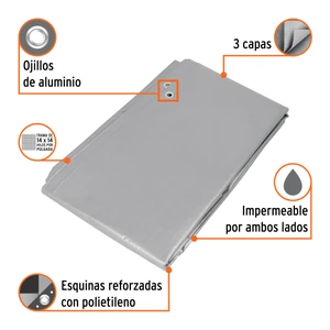 Lona gris reforzada 3 x 5 m, Truper