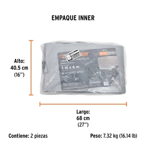 Lona gris reforzada 3 x 6 m, Truper