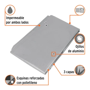 Lona gris reforzada 3 x 6 m, Truper