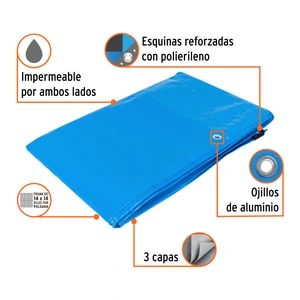Truper Lona reforzada, 3 x 6 m, azul