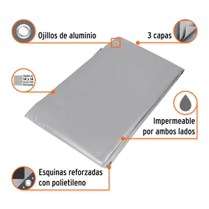 Lona gris reforzada 4 x 4 m, Truper