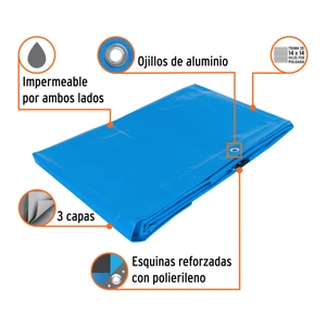 Truper Lona reforzada, 4 x 4 m, azul
