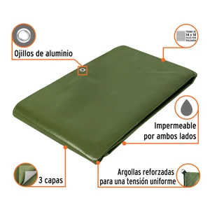 Lona uso rudo, verde olivo, 4 x 5 m, Truper Expert