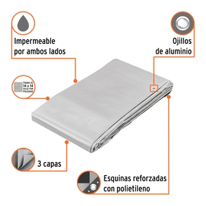 Lona gris reforzada 4 x 6 m, Truper