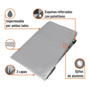 Lona gris reforzada 4 x 7 m, Truper
